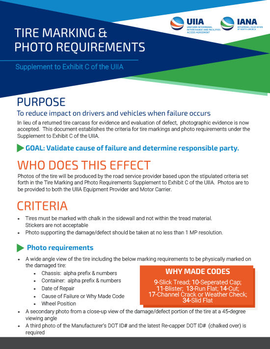 Tire Markings, Photo Requirements And Criteria
